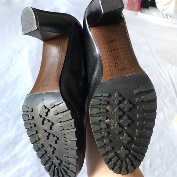 Nine West Black Lug Heeled Leather Loafers - Picture 3 of 6